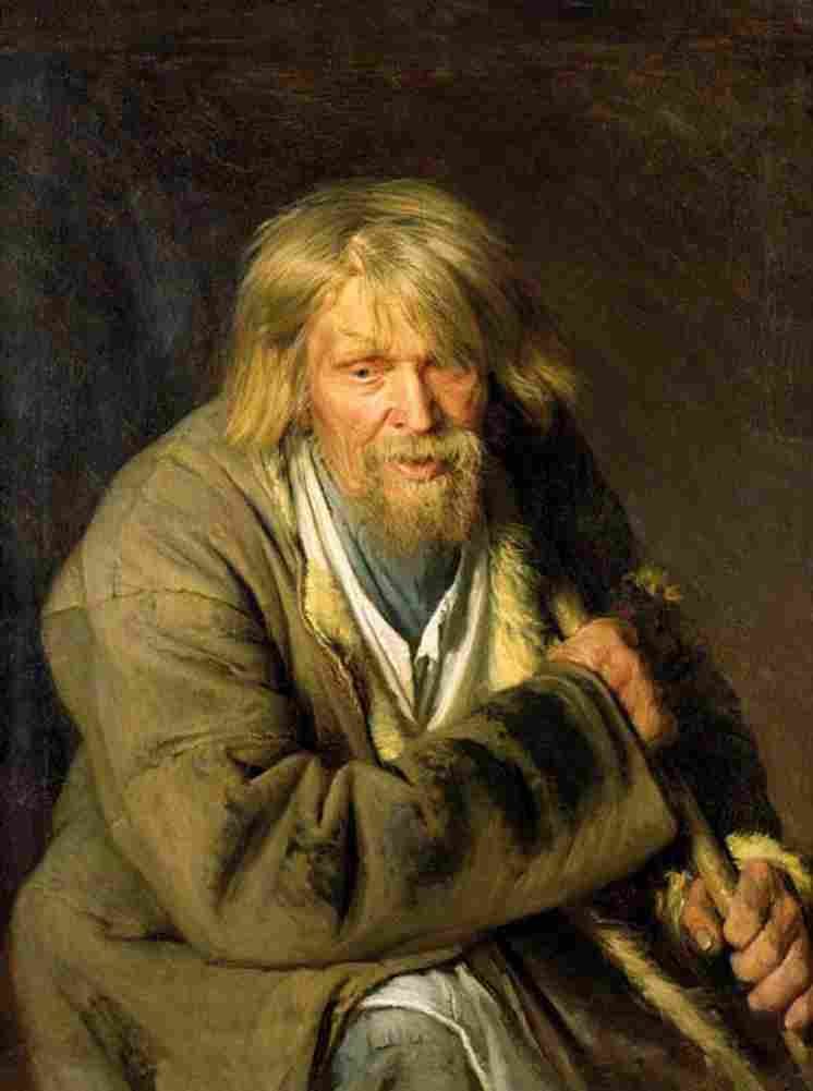 Kramskoi Old Man with a Crutch Art A4 Photo Print