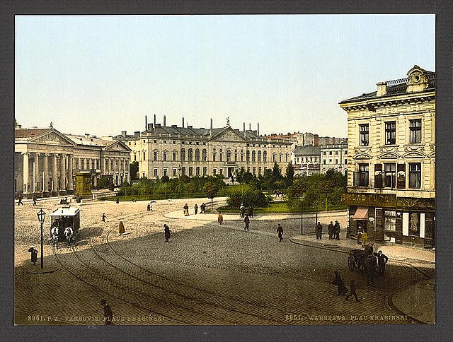 Krasinski Place Warsaw Vintage A4 Photo Print