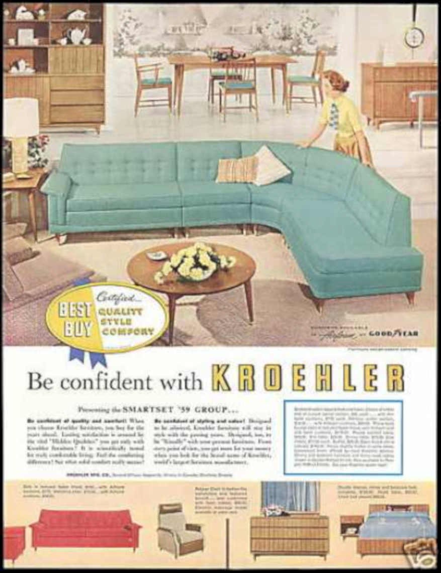 Kroehler Sofa Table Vintage Retro Advert Ads A4 Photo Print
