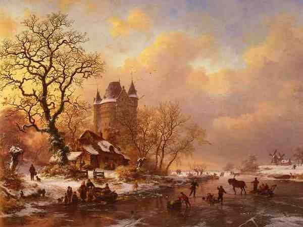 Kruseman Frederick Marianus Skating In The Midst Of Winter A4 Photo Print