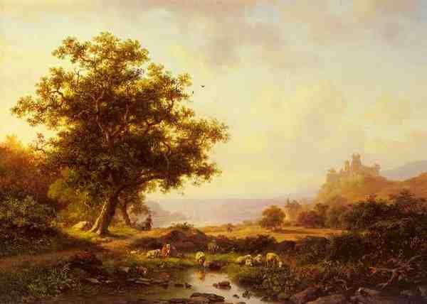 Kruseman Frederik Marianus An Extensive River Landscape With A Castle On A Hill Beyond A4 Photo Print