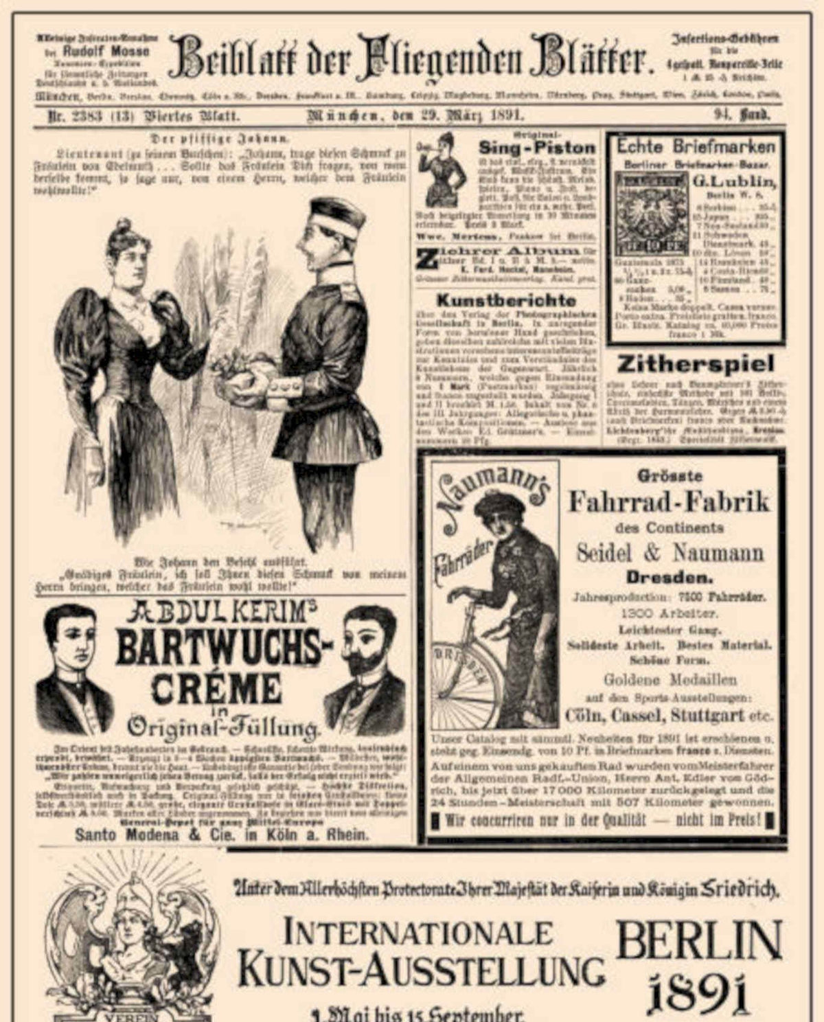 Kunstausstellung Berlin 1891 Vintage Retro Advert Poster A4 Photo Print