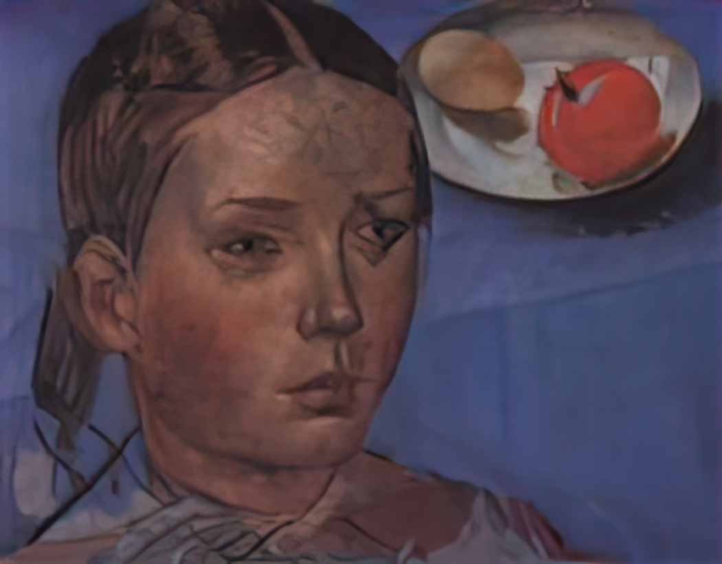 Kuzma Petrov Vodkin portrait of the daughter against the backdrop of  Art A4 Photo Print UK
