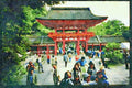 Kyoto Japan 145049 Vermillion Colored Kamigamo Shrine A4 Limited Edition Watercolour Print