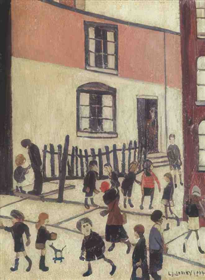 L S Lowry A Court, Manchester A4 Photo Print