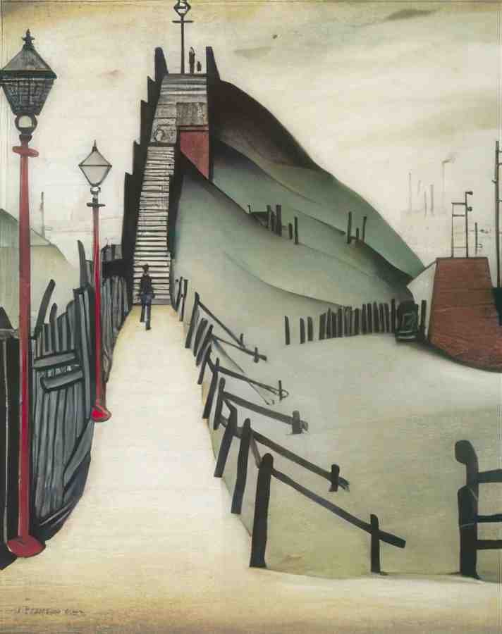 L S Lowry A Footbridge 4 A4 Art Photo Print