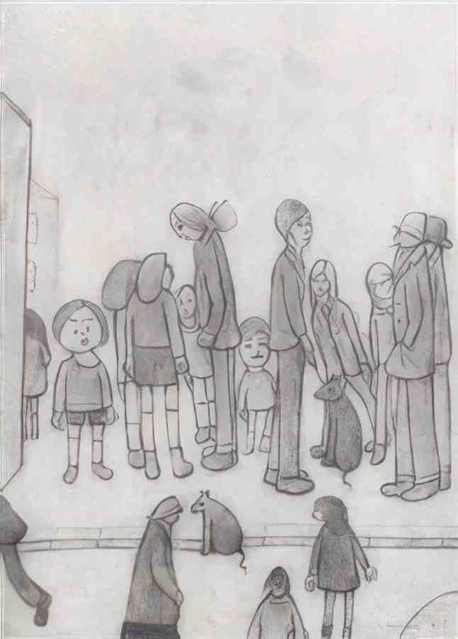 L S Lowry A Group Of People 2 A4 Art Photo Print