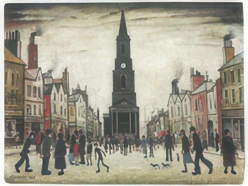 L S Lowry A Market Place, Berwick Upon Tweed A4 Art Photo Print 1