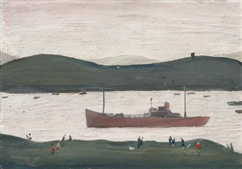 L S Lowry A River Scene, On The Clyde A4 Photo Print 1