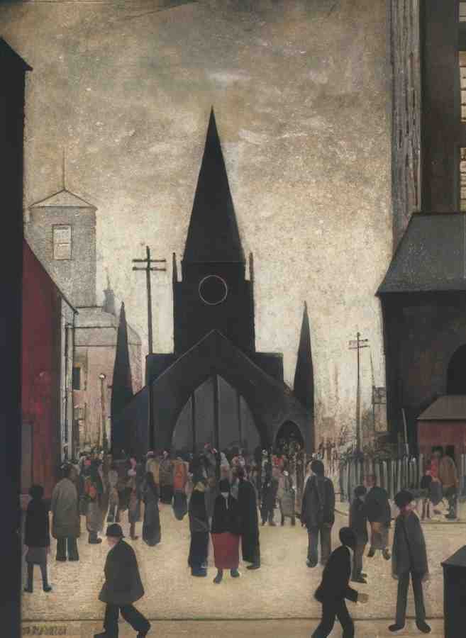 L S Lowry After Sunday Service(1) A4 Photo Print