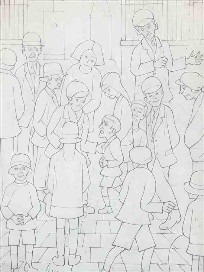 L S Lowry An Argument (Study) A4 Photo Print