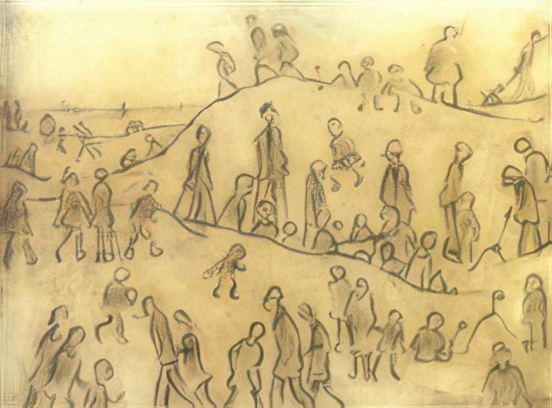 L S Lowry Beach At Sandsend 1 A4 Art Photo Print 1