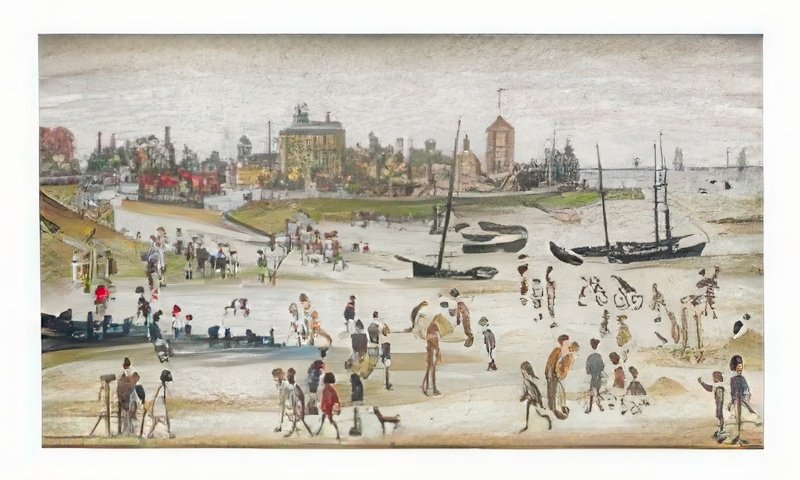 L S Lowry Beach Scene(1) A4 Photo Print 1
