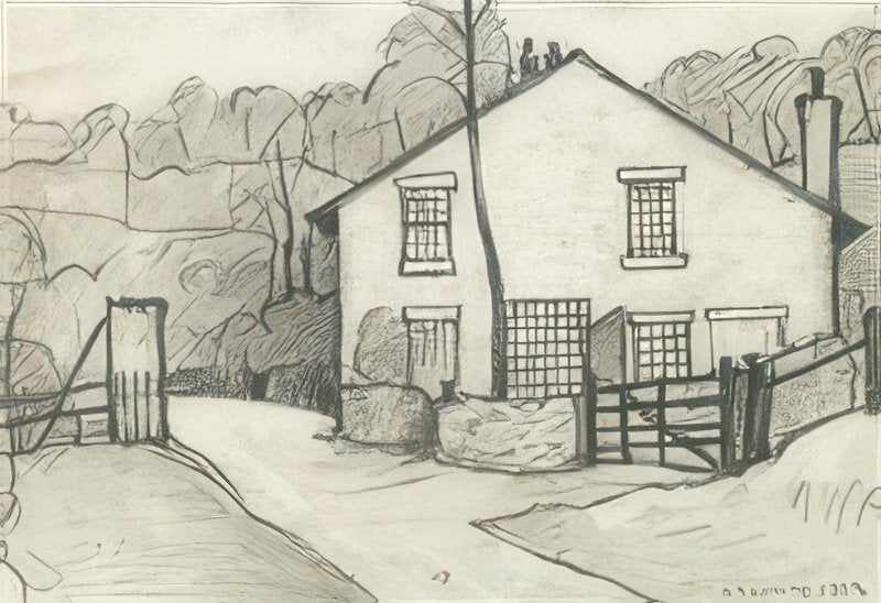 L S Lowry Beech Cottage, Romiley A4 Art Photo Print 1