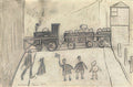 L S Lowry Brewery Train, High Street, Burton A4 Photo Print 1