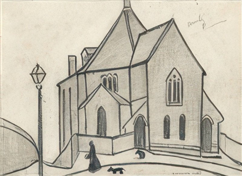 L S Lowry Brow Street Chapel, Maryport A4 Art Photo Print 1
