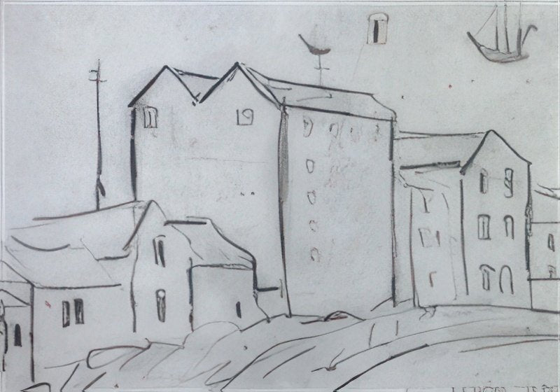 L S Lowry Buildings By The Sea 1 A4 Art Photo Print 1