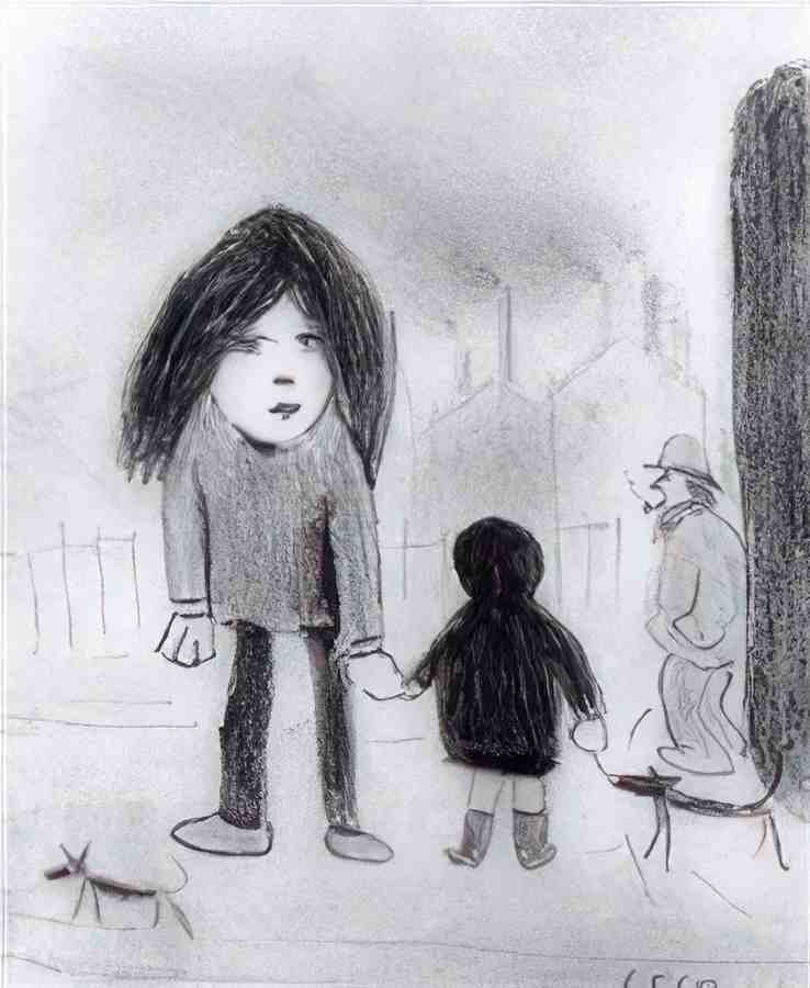 L S Lowry Children And Dogs(1) A4 Photo Print