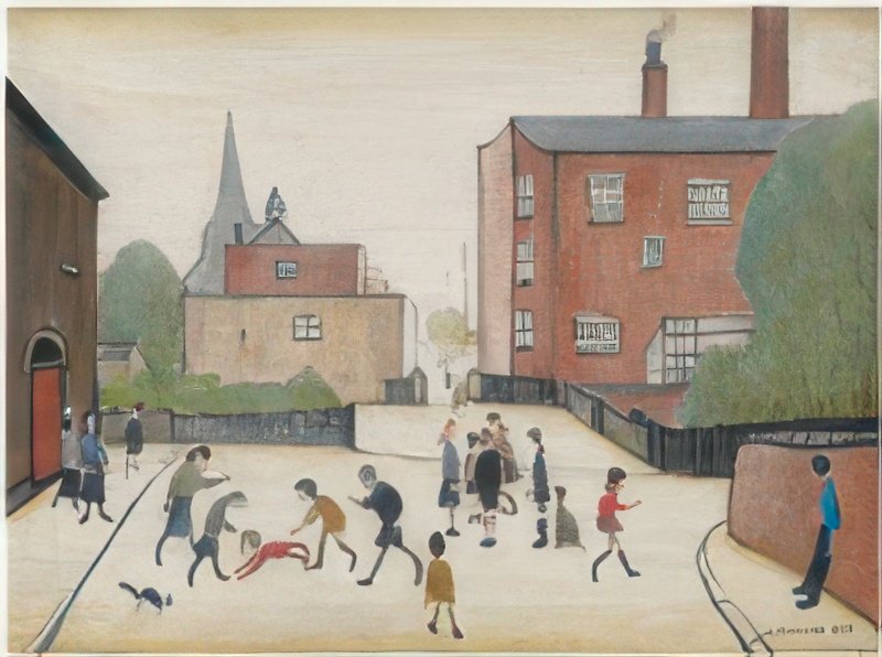 L S Lowry Children Playing, Old Road, Failsworth A4 Photo Print 1