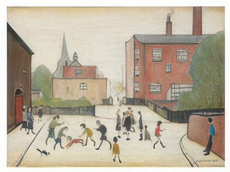 L S Lowry Children Playing, Old Road, Failsworth 1 A4 Art Photo Print 1