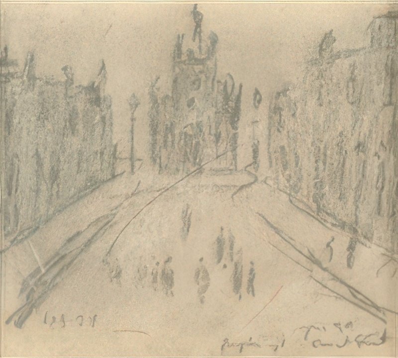 L S Lowry City Scene, Manchester A4 Photo Print 1