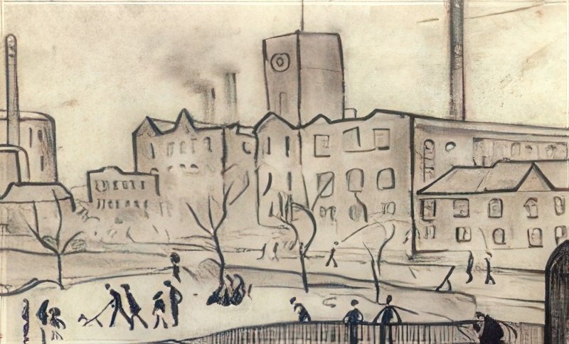 L S Lowry Deans Mill, Swinton A4 Art Photo Print 1