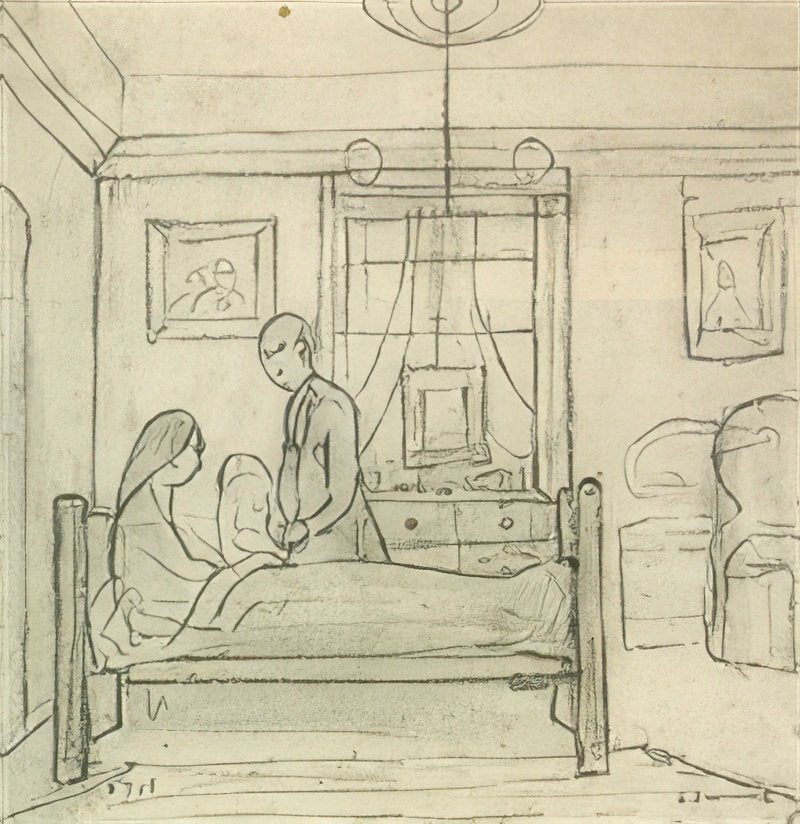 L S Lowry Doctor And Patient(1) A4 Photo Print 1