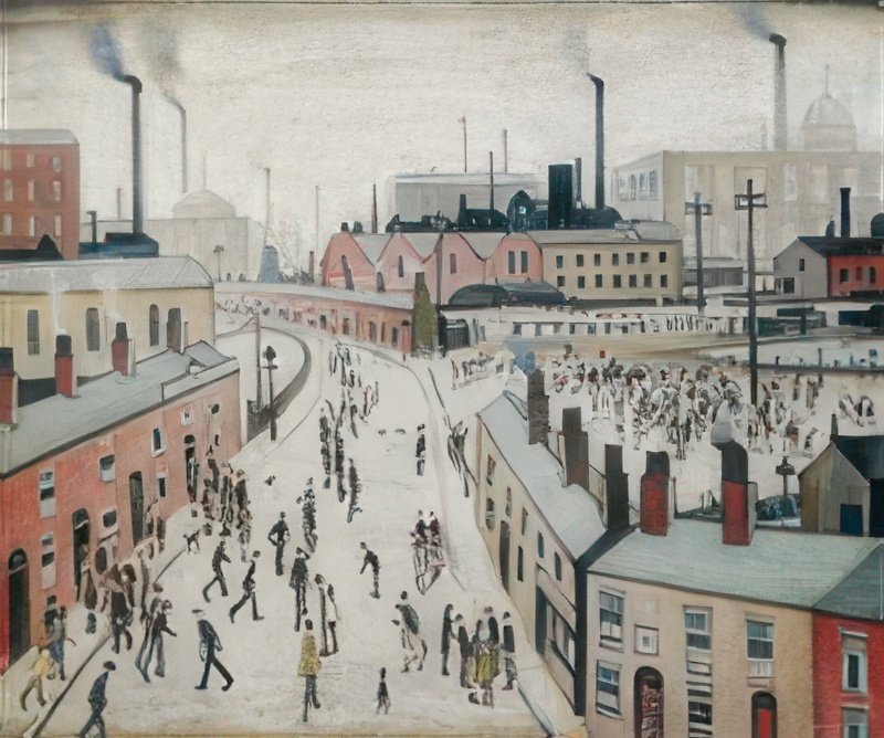L S Lowry Factories, Lancashire A4 Photo Print 1