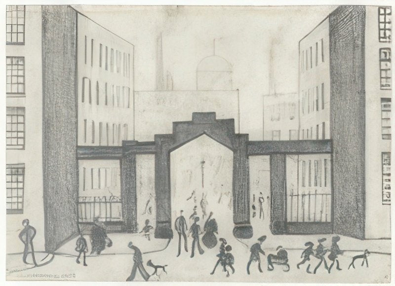 L S Lowry Factory Gate (2) A4 Photo Print 1