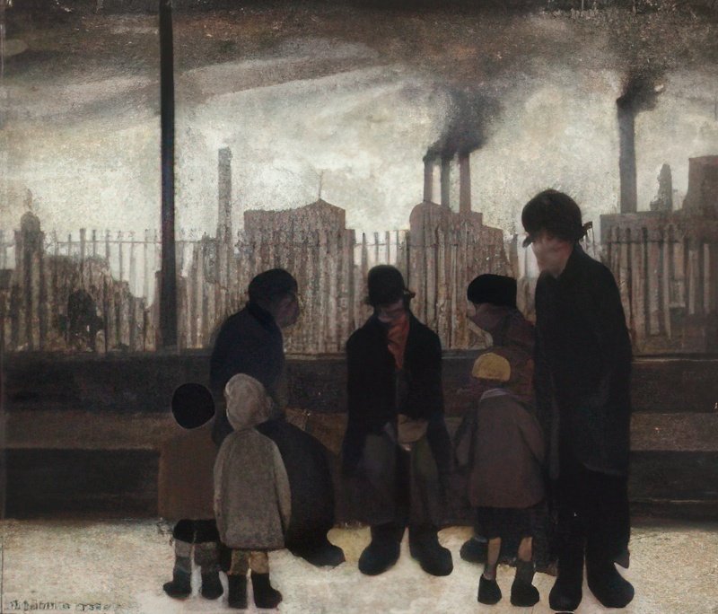 L S Lowry Family Group(6) A4 Photo Print 1