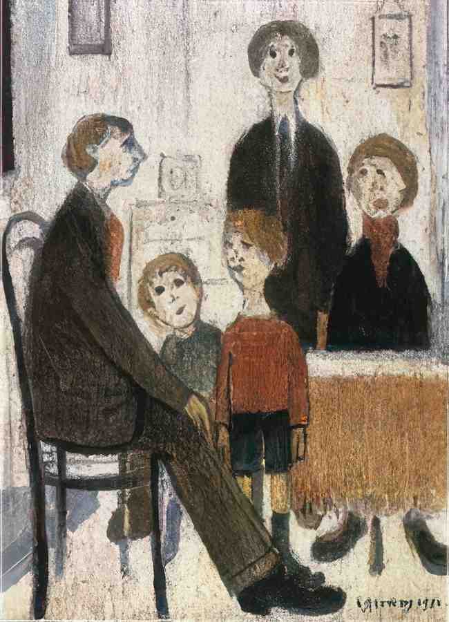 L S Lowry Family Group 8 A4 Art Photo Print