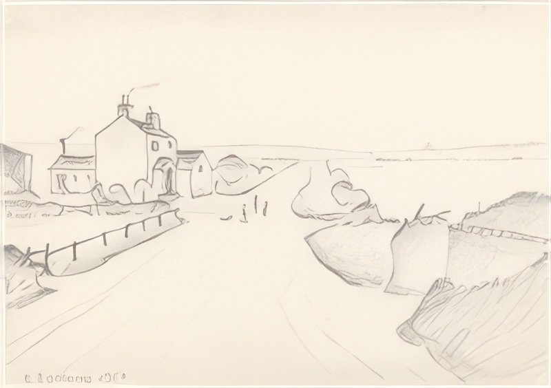 L S Lowry Farm Lane, Lytham A4 Art Photo Print 1