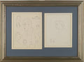 L S Lowry Figure And Animal Studies 2 Works In 1 Frame A4 Art Photo Print 1