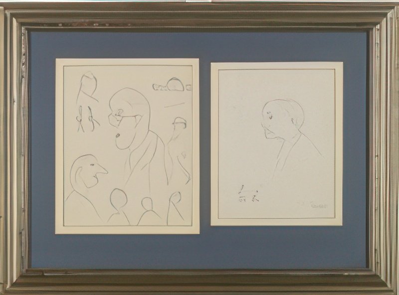 L S Lowry Figure And Animal Studies 2 Works In 1 Frame A4 Art Photo Print 1