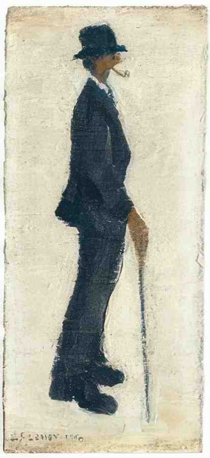 L S Lowry Figure Ii Man With Pipe Study A4 Art Photo Print