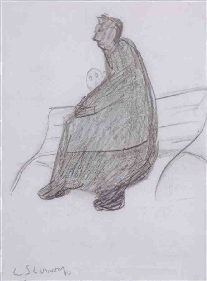 L S Lowry Figure On A Bench 2 A4 Art Photo Print