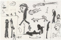 L S Lowry Figures And Dogs (Study) A4 Photo Print 1