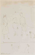 L S Lowry Figures And Dogs(1) A4 Photo Print 1