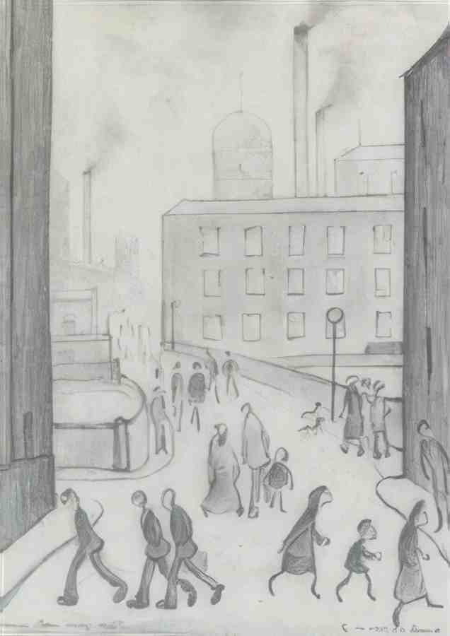 L S Lowry Figures By A Factory 1 A4 Art Photo Print