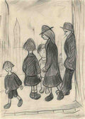 L S Lowry Figures By Railings (2) A4 Photo Print
