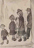 L S Lowry Figures By Railings 1 A4 Art Photo Print