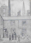 L S Lowry Figures In A Courtyard 2 A4 Art Photo Print
