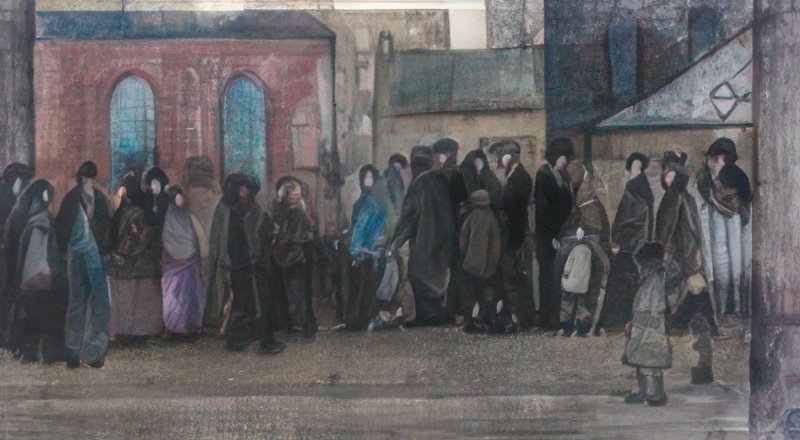 L S Lowry Figures In A Street (2) A4 Photo Print 1