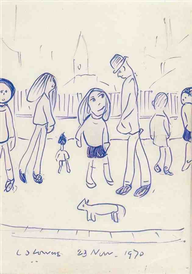 L S Lowry Figures In A Street 4 A4 Art Photo Print