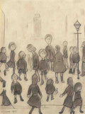 L S Lowry Figures In A Street 5 A4 Art Photo Print