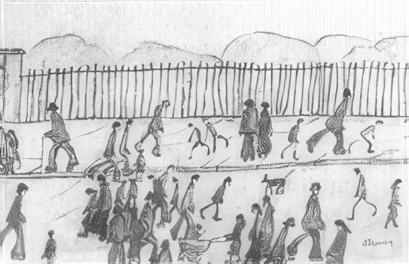 L S Lowry Figures In A Street 7 A4 Art Photo Print 1