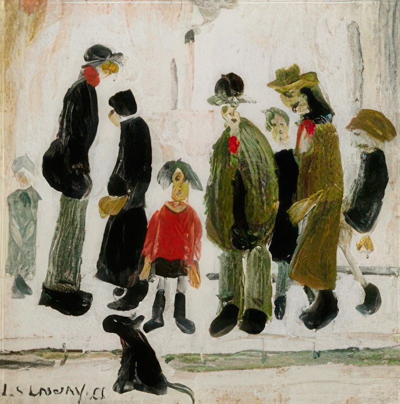 L S Lowry Figures In The Street 1 A4 Art Photo Print 1