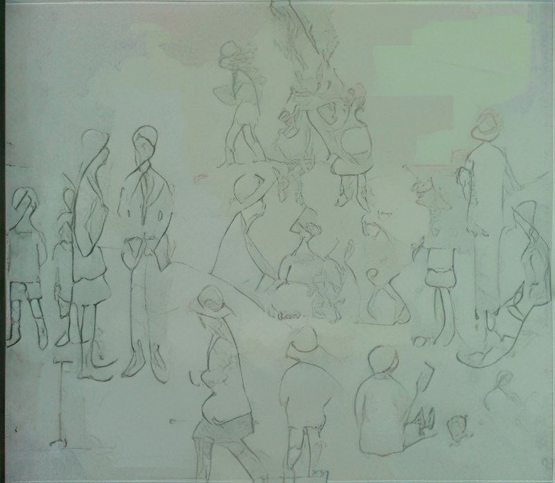 L S Lowry Figures On A Beach(3) A4 Photo Print 1