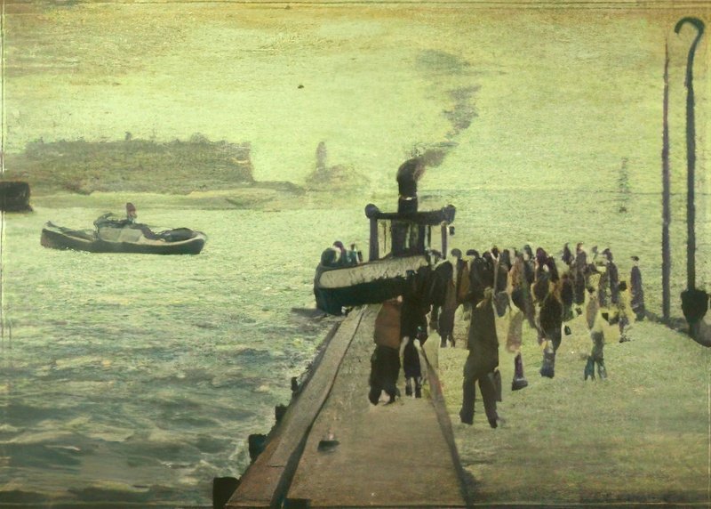 L S Lowry Figures On A Jetty, Knott End On Sea A4 Photo Print 1