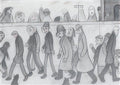 L S Lowry Figures On A Street 2 A4 Art Photo Print 1